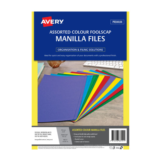 AV Manilla Folder Asst FC Pk10