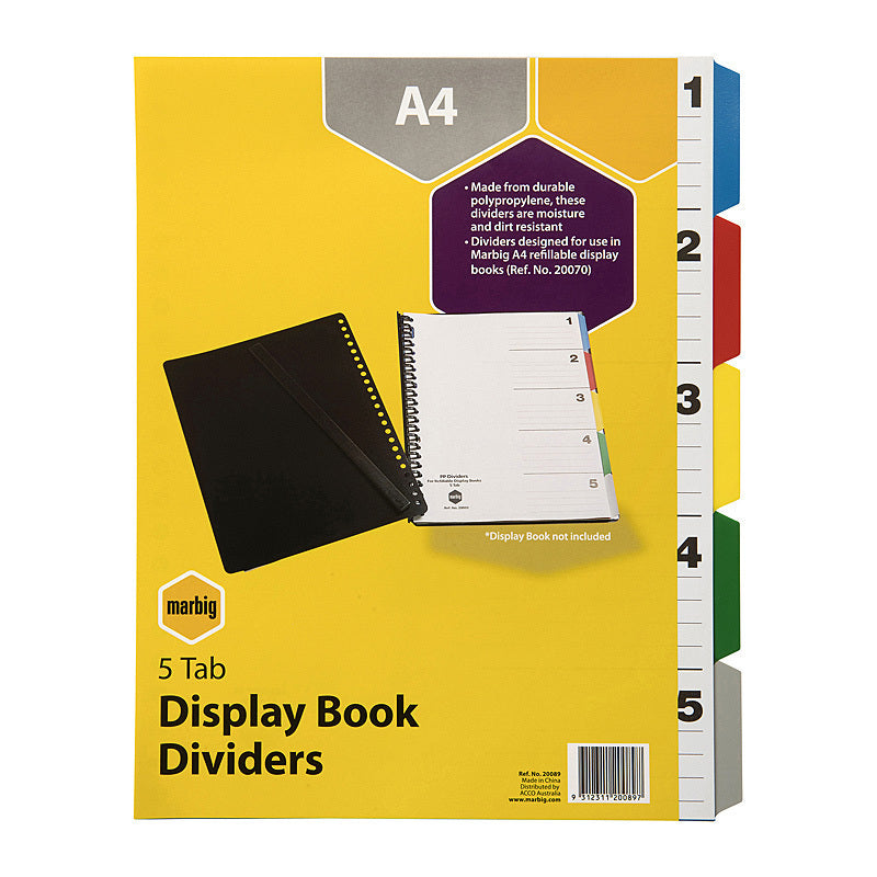 Mbg Dividers D/Book PP A4 5Tab