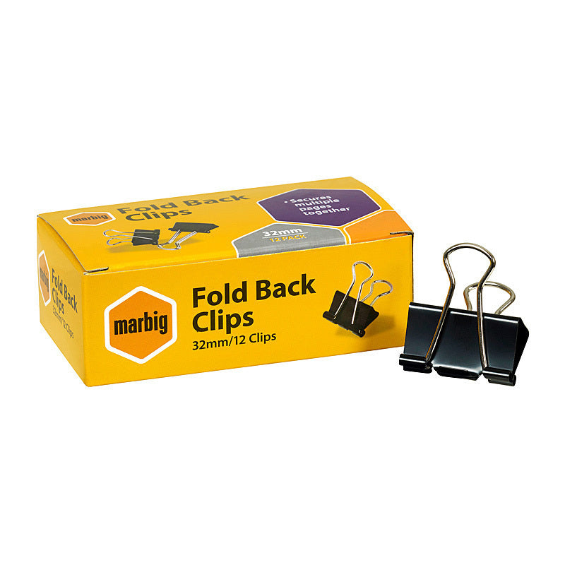 Mbg Fold Back Clips 32mm Bx12