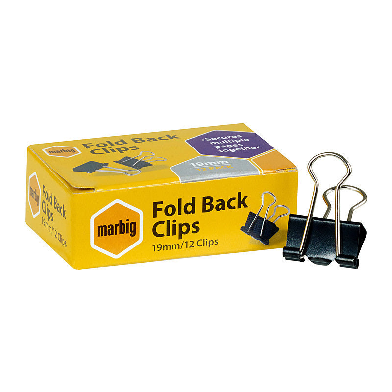 Mbg Fold Back Clips 19mm Bx 12