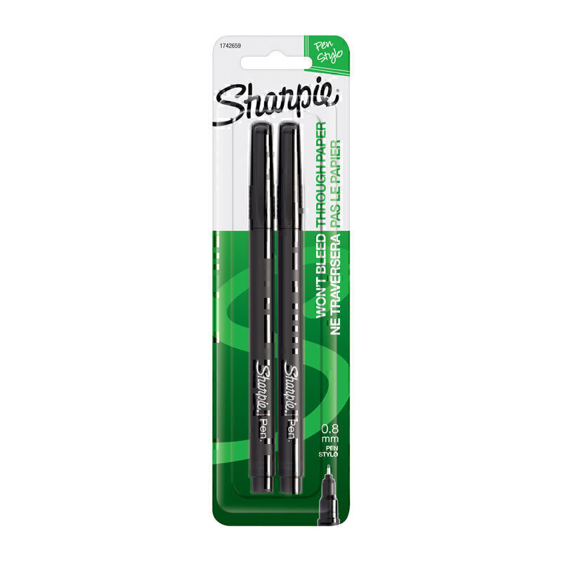 Sharpie Pen Fine Blk Pk2 Bx6